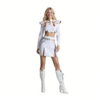 White Pop Stars Cosplay Outfit Stage Performance Dance Suit for Kids Adults Halloween Costume