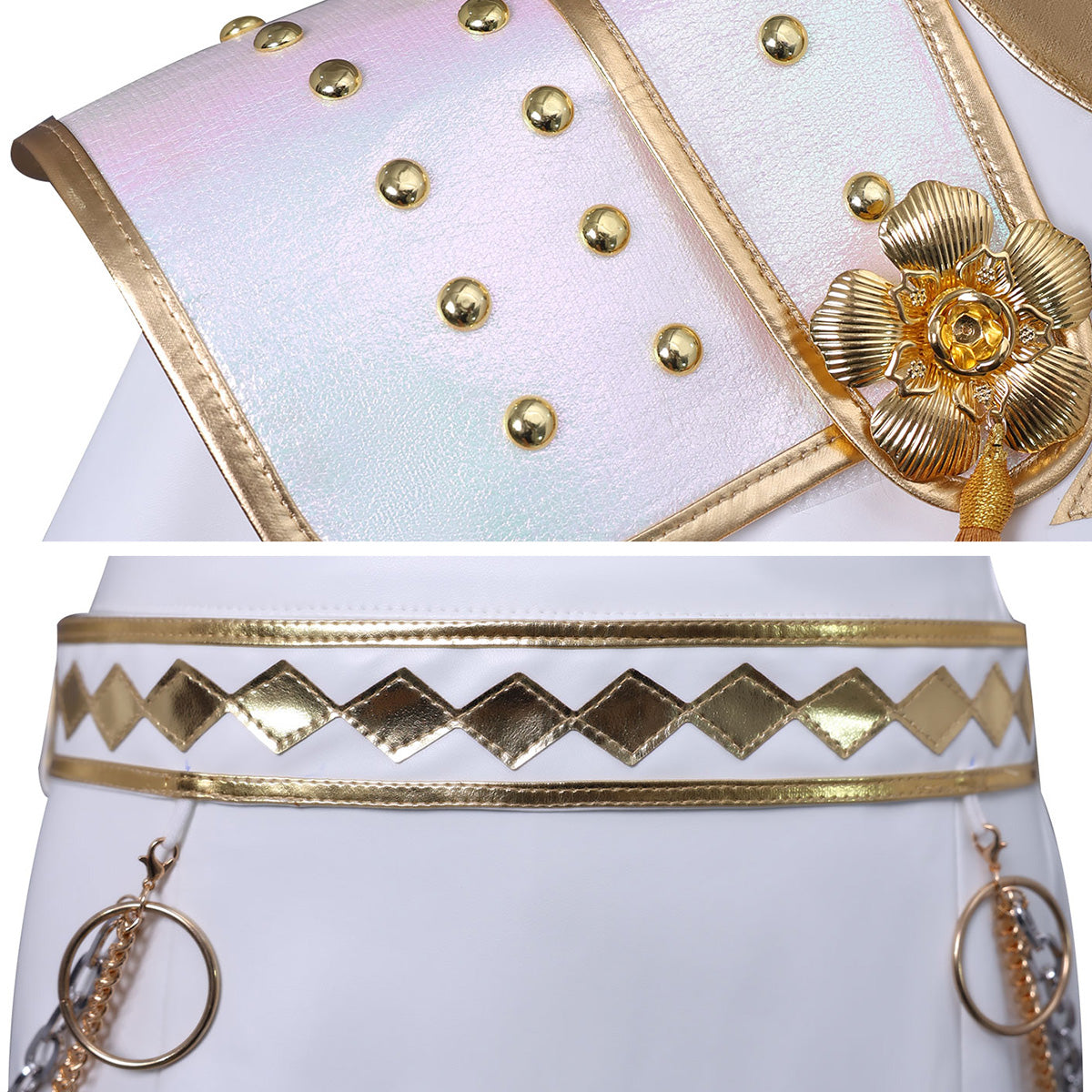 White Pop Stars Cosplay Outfit Stage Performance Dance Suit for Kids Adults Halloween Costume