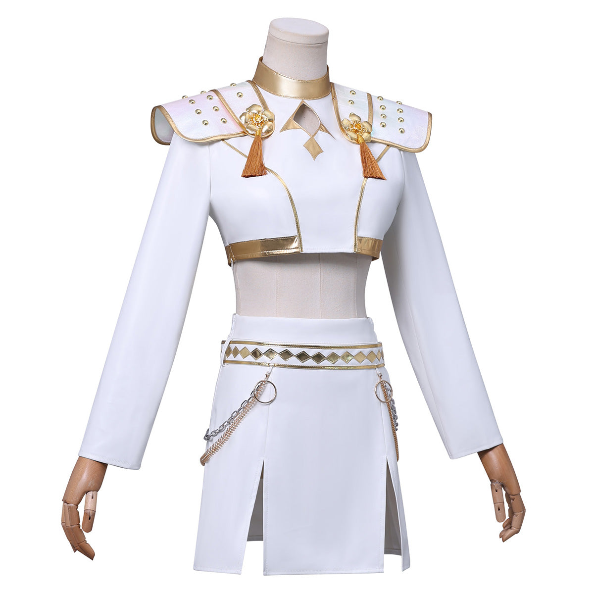 White Pop Stars Cosplay Outfit Stage Performance Dance Suit for Kids Adults Halloween Costume