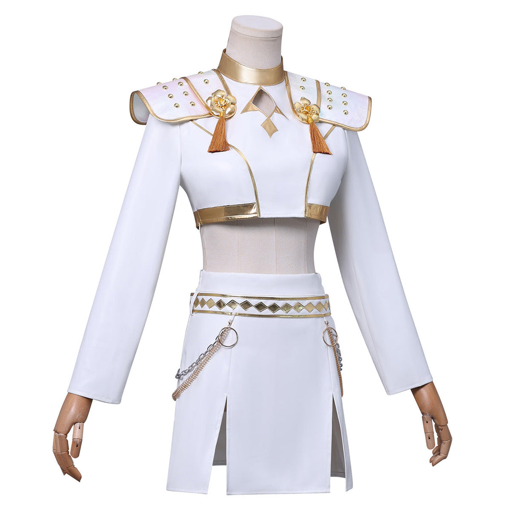 White Pop Stars Cosplay Outfit Stage Performance Dance Suit for Kids Adults Halloween Costume