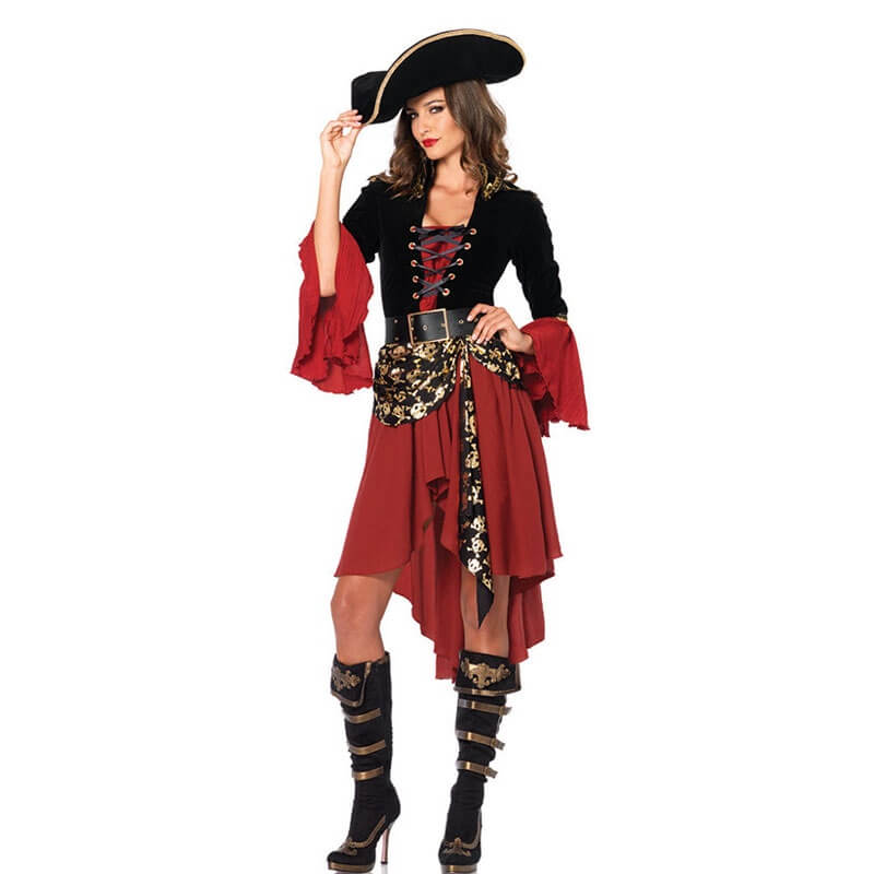 Ladies Pirate Outfit Masquerade Womens Pirate Dress Halloween Cosplay Pirates Of The Caribbean Captain Sparrow Costume