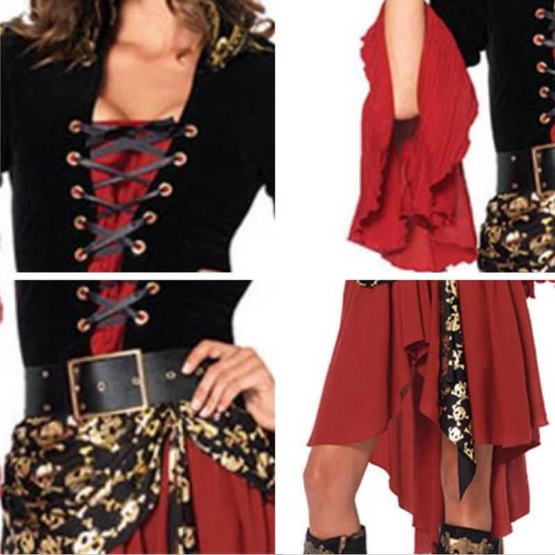 Ladies Pirate Outfit Masquerade Womens Pirate Dress Halloween Cosplay Pirates Of The Caribbean Captain Sparrow Costume