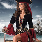 Ladies Pirate Outfit Masquerade Womens Pirate Dress Halloween Cosplay Pirates Of The Caribbean Captain Sparrow Costume