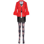 Female Joker Costume Harley Cosplay Outfit 2024 Joker Red Coat Black Skirt Full Set for Halloween