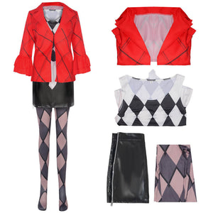 Female Joker Costume Harley Cosplay Outfit 2024 Joker Red Coat Black Skirt Full Set for Halloween
