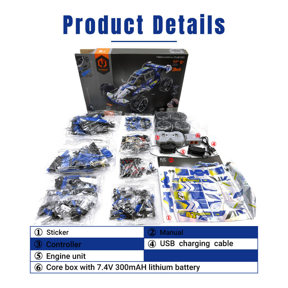 3 in 1 STEM RC Robot Car Building Blocks DIY Kit 4WD Remote Control APP Programming Drift Robot Car