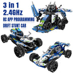 3 in 1 STEM RC Robot Car Building Blocks DIY Kit 4WD Remote Control APP Programming Drift Robot Car