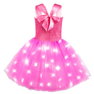 Kids Light-up Cowgirl Dress Fancy Barbara LED Tutu Dress Girls Dress Up Cosplay Costumes