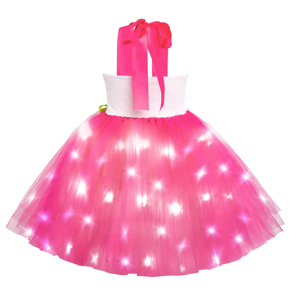 Pink Princess Dress Light up Dress Iconic Movie Cosplay Costumes Cowgirl Dress with Headband and Earrings