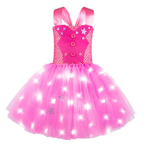 Kids Light-up Cowgirl Dress Fancy Barbara LED Tutu Dress Girls Dress Up Cosplay Costumes