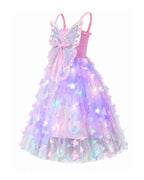 Girls Light Up Dress Sparkly Fairy Butterfly Tulle Dress with 3D Wing and Lights for Halloween Carnival Birthday Parties