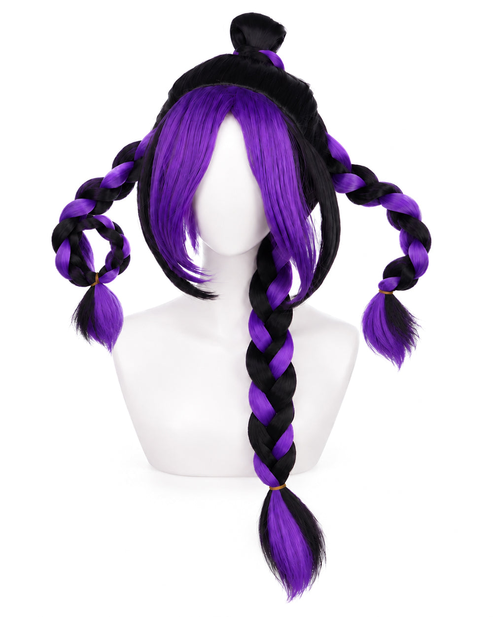 Girls Chapter 5 Lily Costume Horror Game 4-Piece Purple PU Leather Dress Shirt Leg Sleeves and Wig for Cosplay
