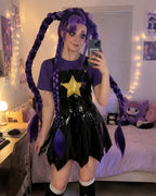 Adult Chapter 5 Lily Costume Purple Horror Game Doll PU Leather Dress T-shirt Matching Leg Sleeves and Wig Suit for Halloween Cosplay