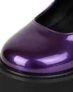 Women Chapter 5 Lily Shoes Purple Leather Double Buckle Cosplay Shoes for Halloween Party