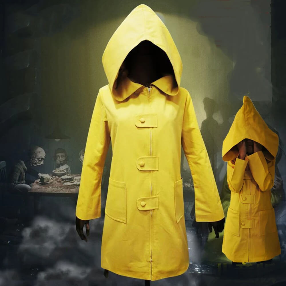 Six Cosplay Costume Kids Adult Hooded Jacket Yellow Coat for Halloween Dress Up