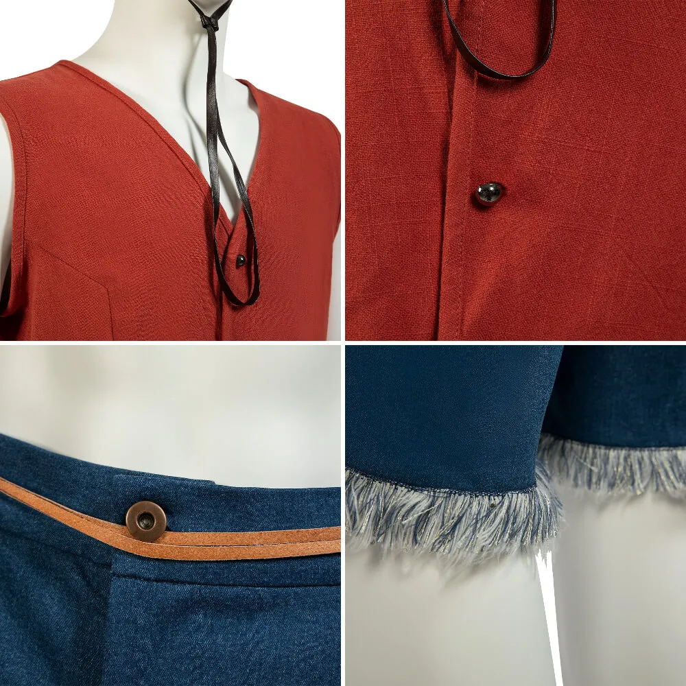 Straw Hats Pirates Cosplay Outfit Live Action Loofie Clothes for Halloween Carnival