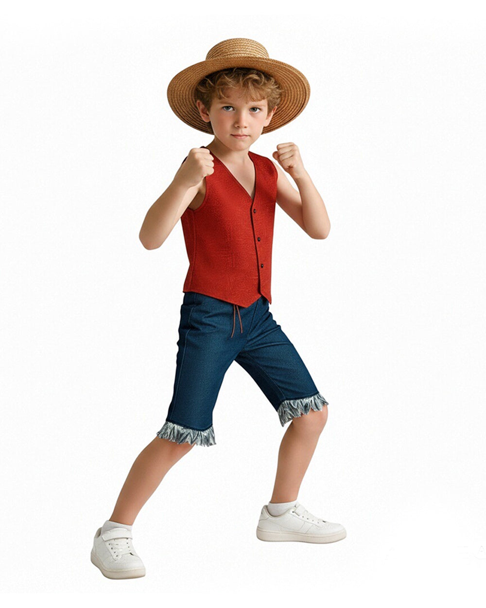 Straw Hats Pirates Cosplay Outfit Live Action Loofie Clothes for Halloween Carnival