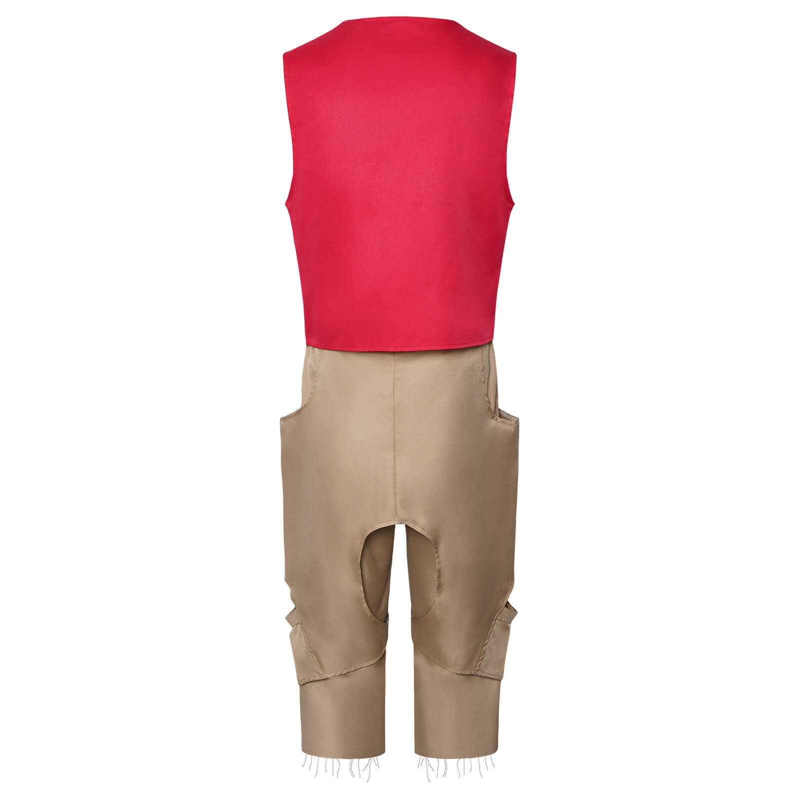 Pirate King Costume Red Vest Pants and Straw Hat 3pcs Captain Uniform for Summer Adventure