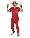 Straw Hat Loofie Costume Red Captain Adventure Cosplay Shirt Pants Hat and Accessories Suit