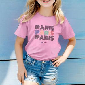 Kids Paris T Shirt Unisex 2024 France Summer Sports Games Shirt for Boys Girls