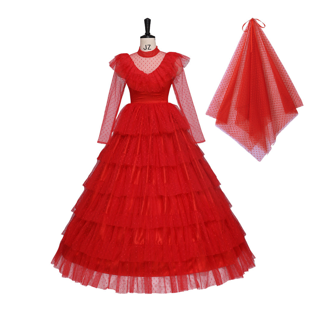lydia red dress costume Beetlejuice Lydia Deetz Red Dress Cosplay Costume Gcosplay