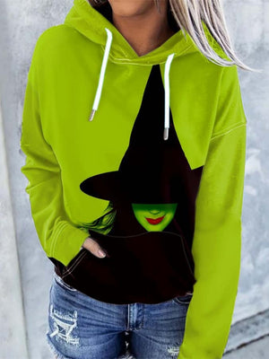 Unisex Wicked Hoodie Women Men The Witch Hooded Green Sweatshirt for Halloween Party