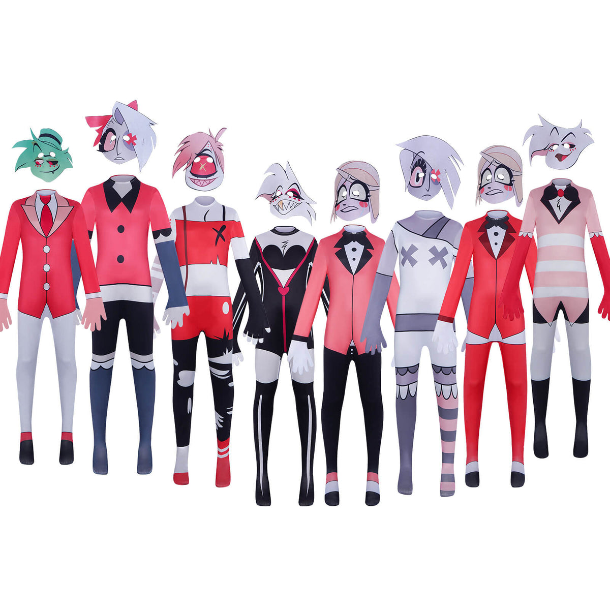 Hazbin Hotel Cosplay Jumpsuit with Mask Party Carnival Halloween Costu ...