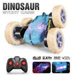 Kids RC Car 2.4G Dinosaur Stunt Car Electric Remoteol Control Car Toy With Cool Crackle Lights