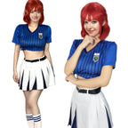 Blue Teikoku Anri Costume Cheerleaders Tops Skirt for Women Girl Halloween Party Cosplay Costume