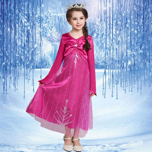 Hot Pink Princess Elsa Dress Girls Cosplay Halloween Costume Sun Baby Hot Pink Princess Elsa Dress Girls Cosplay Halloween Costume Sun Baby