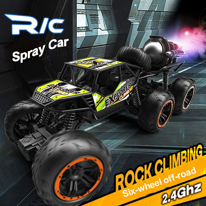 6 Wheels RC Car Alloy 2.4G Climbing Off-road Vehicle Spray Racing Car with Light