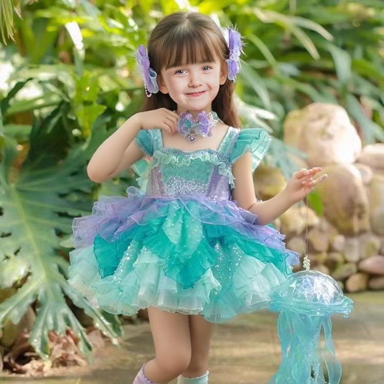 Girls Mermaid Dress Princess Ball Gown Lolita Dress for Birthday Party and Pageant