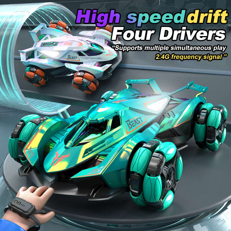 2.4G RC Drift Car Colorful 4WD Off-road Car 360° Stunt Car Dual Remote Mode For Kids