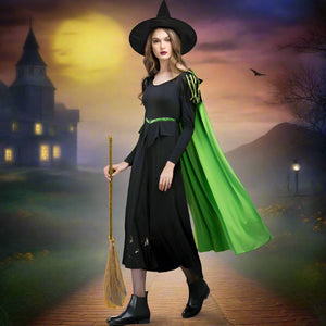 Wizard OZ Witch Costume Kids Adults Witch Dress Hat and Cape Suit for Halloween
