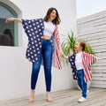 Kids Adults American Flag Outfit Mommy and Me July 4th Costume Kimono Tops for Carnival