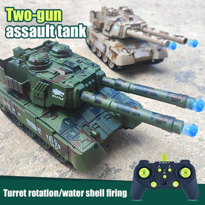 1/24 Remote Control Tank 2.4G Double Cannon Water Bomb Tank 360° Rotating Tracked Tank