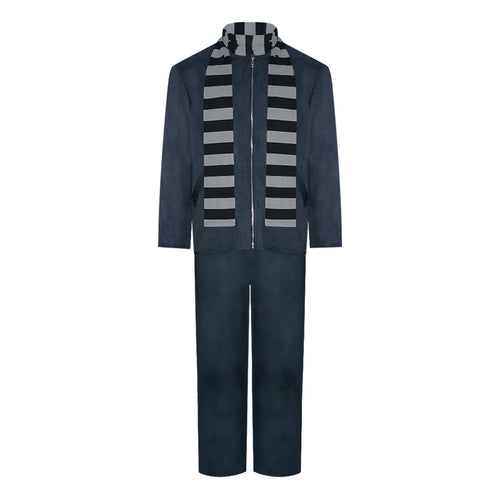 Adult Costume Gray Outfit Jacket Pants and Striped Scarf Adults Halloween Costume