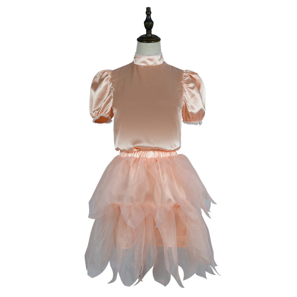 2024 Movie IF Blossom Costume Kids Pink Butterfly Dress 6pcs Full Set Shirt Vest Skirt and Accessories