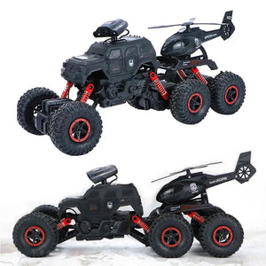 Six-wheel RC Off-road Truck 1/14 Electric Climbing Vehicle With Removable Helicopter For Kids