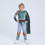 Kids Boba Bounty Hunters Costume Fett Mandalorian Armor Cosplay Outfit with Cape and Helmet for Boys