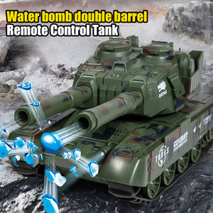 1/24 Remote Control Tank 2.4G Double Cannon Water Bomb Tank 360° Rotating Tracked Tank