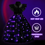 Girls Wednesday Light Up Dress Glowing Black Halloween Party Costume LED Dress Up Outfit