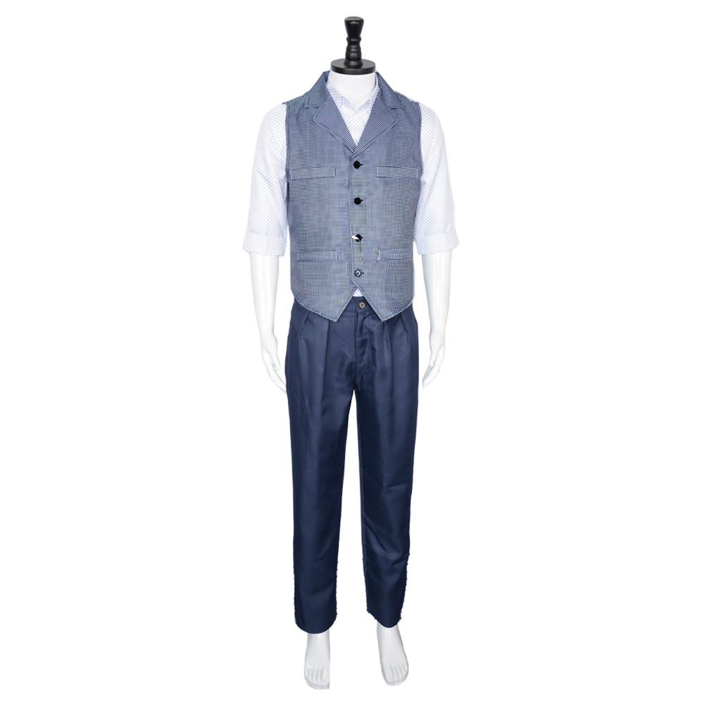 Men If Movie Cal Costume Calvin Grey Cosplay Outfit Shirt Pants and Vest Full Set