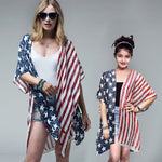Kids Adults American Flag Outfit Mommy and Me July 4th Costume Kimono Tops for Carnival