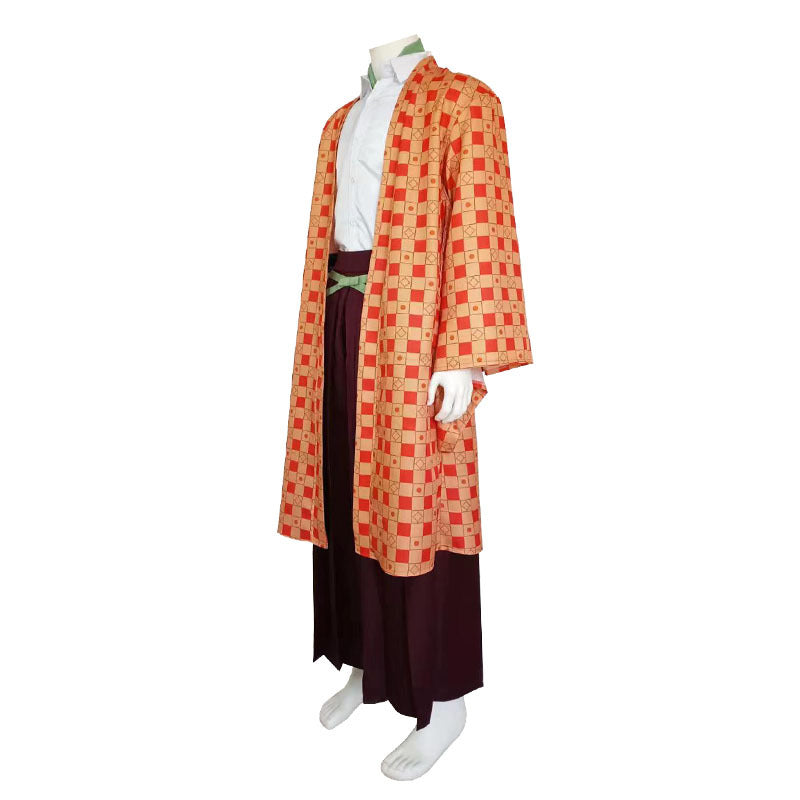 Adult Tanjiro Cosplay Costume Halloween Carnival Outfit Men Kinomo Full Set