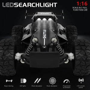 1/16 RC Car 20KM/H Fast Speed Off-road Vehicle 2.4G Alloy Monster Climbing Car