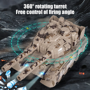 1/24 Remote Control Tank 2.4G Double Cannon Water Bomb Tank 360° Rotating Tracked Tank