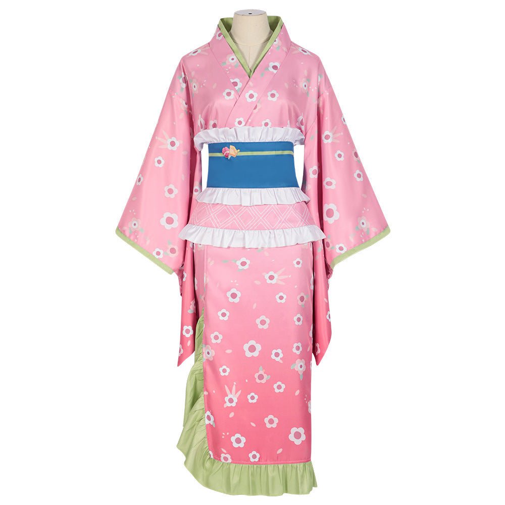 Adult Mitsuri Cosplay Costume Women Kimono Outfit Halloween Dress Up Full Set
