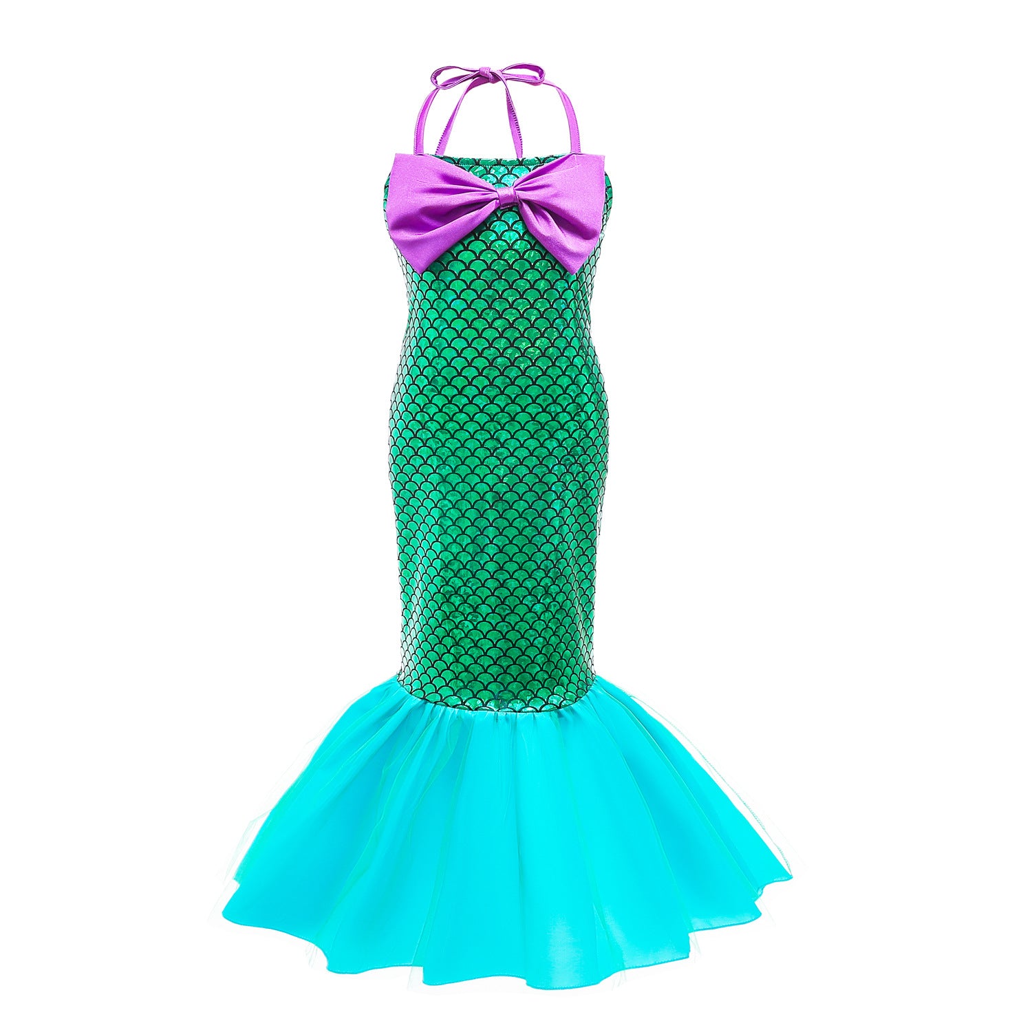 Kids Mermaid Dress Beach Vacation Sundress Girl's Mermaid Shimmering Slip Dress Party Princess Dress Up Costume