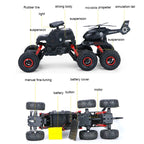 Six-wheel RC Off-road Truck 1/14 Electric Climbing Vehicle With Removable Helicopter For Kids